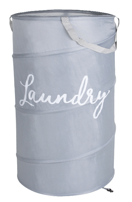 Polyester cylindrical pop-up laundry hamper